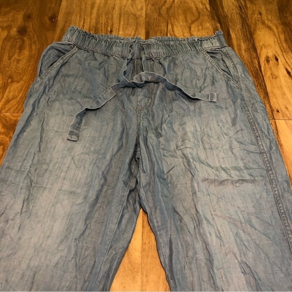 Knox Rose Light Blue Lyocell Jogger Pants Womens Large Drawstring Crop 32x26 - Picture 2 of 8